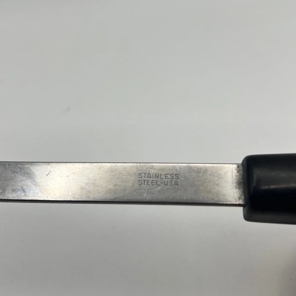 USA Stainless Steel Meat Fork Pink Floral Handle 12 inches 2 Prong Vtg